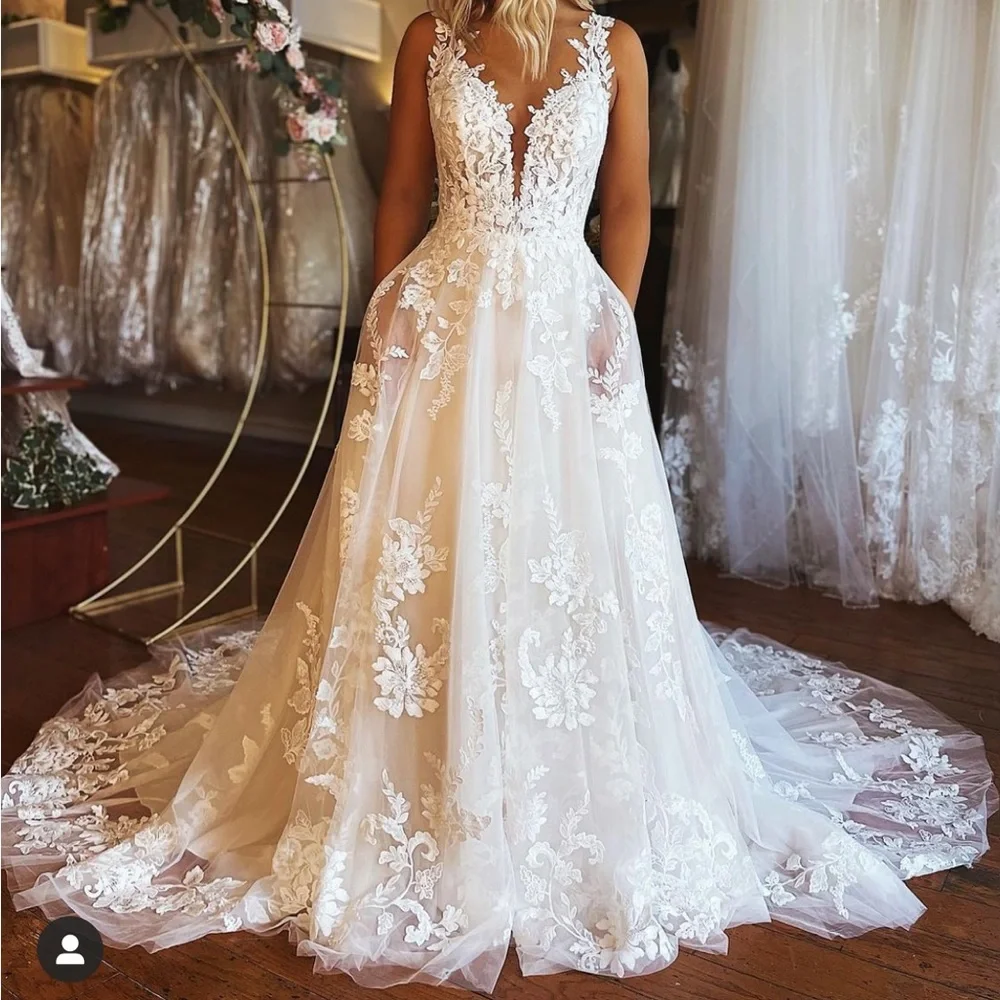 slim fit dress slacks Romantic Strapless A-Line Lace Wedding Gown with Tulle Skirt